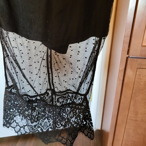 NWT Black lace skirt with shorts sheer polk… - Picture 3 of 6